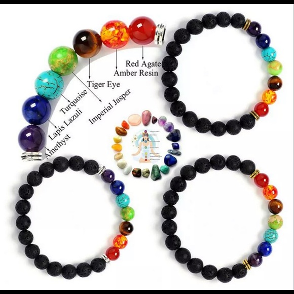 Chakra Bracelet 7 Stones Lava Reiki Yoga Zen Love - Picture 6 of 9